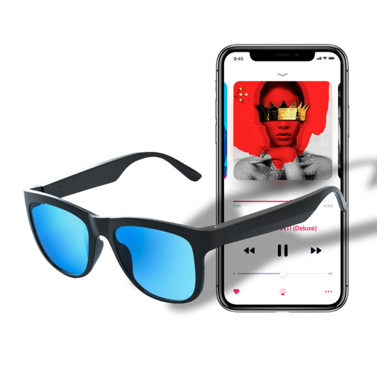 Bluetooth Sunglasses Men Women Smart Glasses Audio Sunglasses Music Frame Polarized Lenses Hands Free Calls Open Ear Sound (Blue)