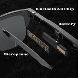 Bluetooth Sunglasses for Men Women Smart Glasses Audio Sunglasses Music Frame Glasses, Polarized Lens, Stereo Speaker, Touch Voice Assistant, Hands-Free Calling, Open Ear Sound -Black