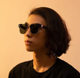 Vitriaga Bluetooth Sunglasses for Men Women Smart Glasses Audio Sunglasses Music Frame Glasses Polarized Lens Stereo Speaker Touch Voice Assistant Hands Free Calls Open Ear Sound Gold